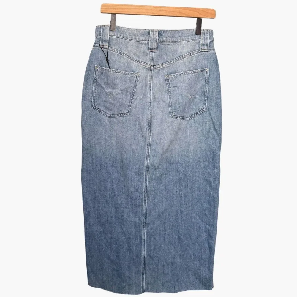 Hudson Jeans Midi Pencil Denim Skirt Light Wash Size 29 Button Front - Picture 7 of 10